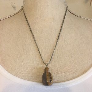 Vintage genuine tiger eye turtle pendant on chain